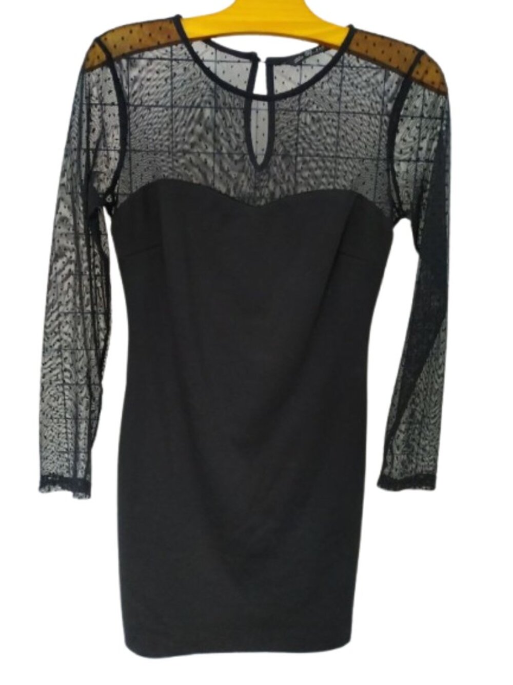 Zara Little Black Dress - Sheer Mesh Sleeve Bodycon Dress